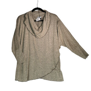 Vine Street Tunic Sweater Womens Medium Gray Cowl Neck Cozy Clean Girl Neutral